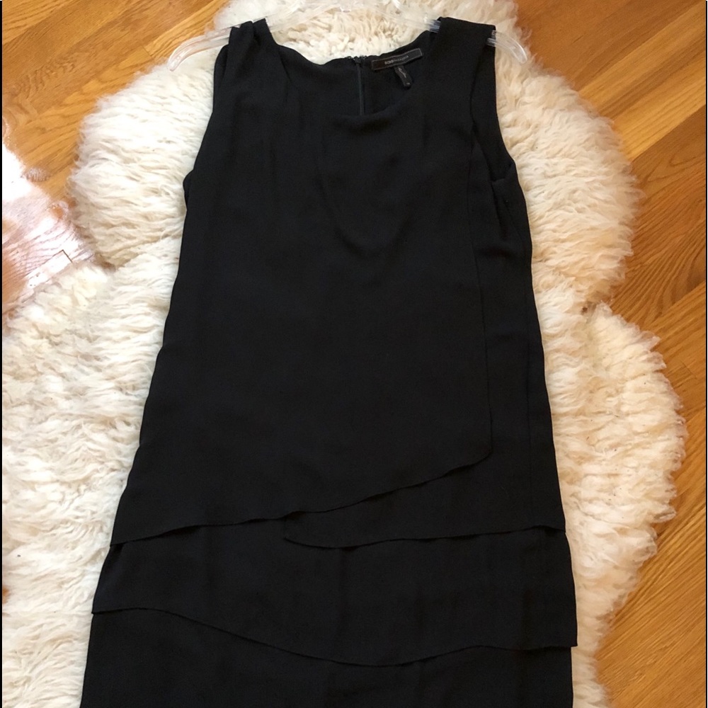 BCBG BLACK TIERED SILKY DRESS